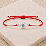 Silver Blue Evil Eye Charm Red String Protection Bracelet