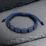 Blue Crystals Black Square Beads Bracelet