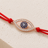 Rose Gold Evil Eye Charm Red String Protection Bracelet