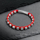 Silver Metal Beads & Red String Braided Bracelet