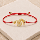 Gold Dragon Charm Red String Protection Bracelet