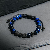 Blue Tiger Eye & Gunmetal Beads Bracelet