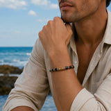 Black Onyx & Gold Beads Cuff Bracelet