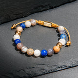 Multi-stone & Cubic Zirconia Gold Beads Bracelet