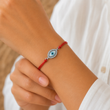 Silver Evil Eye Charm Red String Protection Bracelet