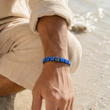 CZ Black Square Beads Lapis Lazuli Braided Bracelet