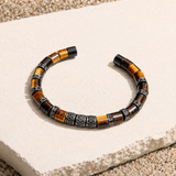 Tiger Eye & Black Beads Cuff Bracelet
