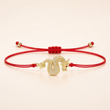 Gold Dragon Charm Red String Protection Bracelet