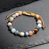 Multi-stone & Gold Beads Bracelet