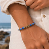 Lapis Lazuli & Gold Beads Cuff Bracelet