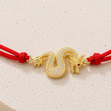 Gold Dragon Charm Red String Protection Bracelet