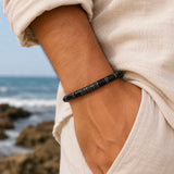 Black Onyx & Black Beads Cuff Bracelet