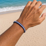 Silver Chain & Blue String Braided Bracelet