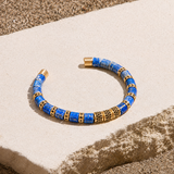 Lapis Lazuli & Gold Beads Cuff Bracelet