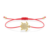 Gold Turtle Charm Thin Red String Protection Bracelet - My Harmony Tree