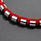 Silver Metal Beads & Red String Braided Bracelet