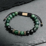 Jade & Black Onyx Gold Beads Bracelet