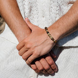 Tiger Eye & CZ Gold Beads Bracelet