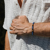 Black Onyx, Lapis Lazuli & Gold Beads Macrame Bracelet