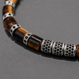 Tiger Eye & Silver Beads Cuff Bracelet