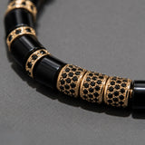 Black Onyx & Gold Beads Cuff Bracelet