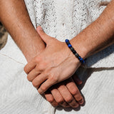 Blue Tiger Eye & Gunmetal Beads Bracelet