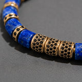 Lapis Lazuli & Gold Beads Cuff Bracelet