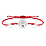Silver Tree of Life & Evil Eye Charm Red String Protection Bracelet - My Harmony Tree