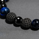 Blue Tiger Eye & Gunmetal Beads Bracelet