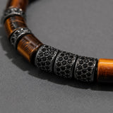 Tiger Eye & Black Beads Cuff Bracelet
