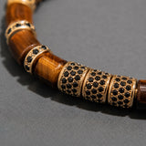 Tiger Eye & Gold Beads Cuff Bracelet