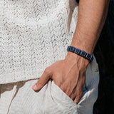 Blue Crystals Black Square Beads Bracelet