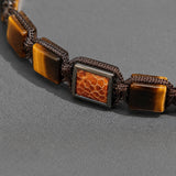 Tiger Eye Square Beads & Python Braided Bracelet