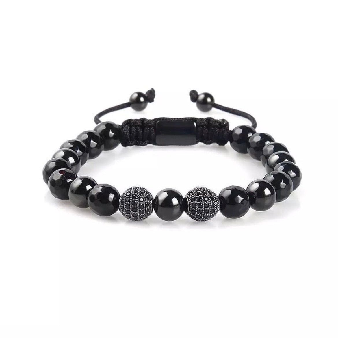 Black Onyx & Cubic Zirconia Beads Bracelet - My Harmony Tree