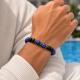 Lapis Lazuli & Black Onyx Gold Beads Bracelet
