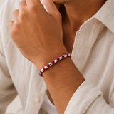 Silver Metal Beads & Red String Braided Bracelet