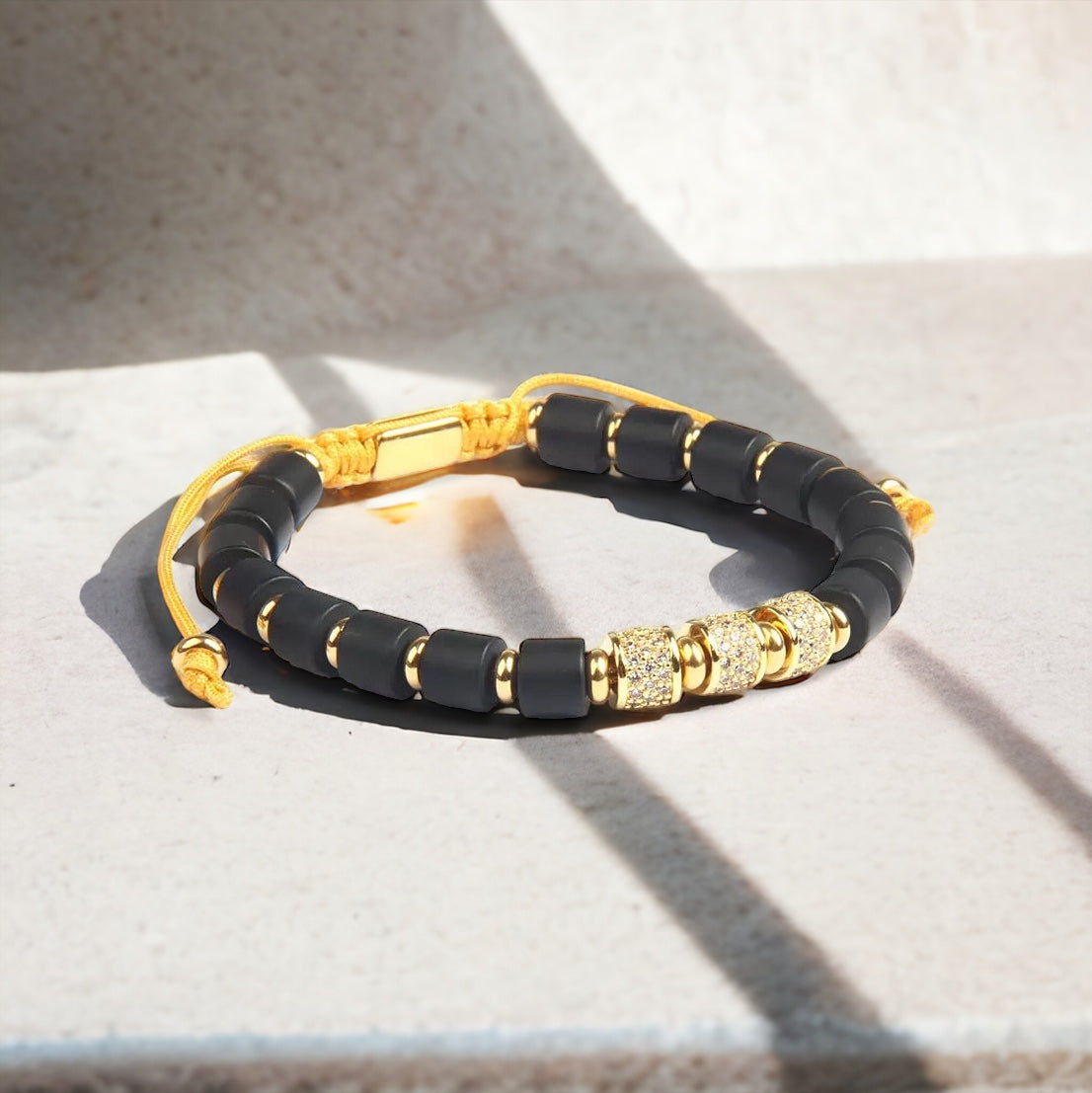 Black Onyx & Gold CZ Beads Bracelet - My Harmony Tree