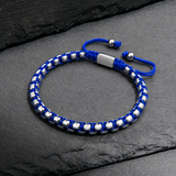 Silver Chain & Blue String Braided Bracelet