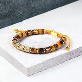 Tiger Eye & Gold Beads Tube Bracelet - My Harmony Tree