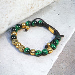 Green Tiger Eye & CZ Gold Beads Bracelet - My Harmony Tree