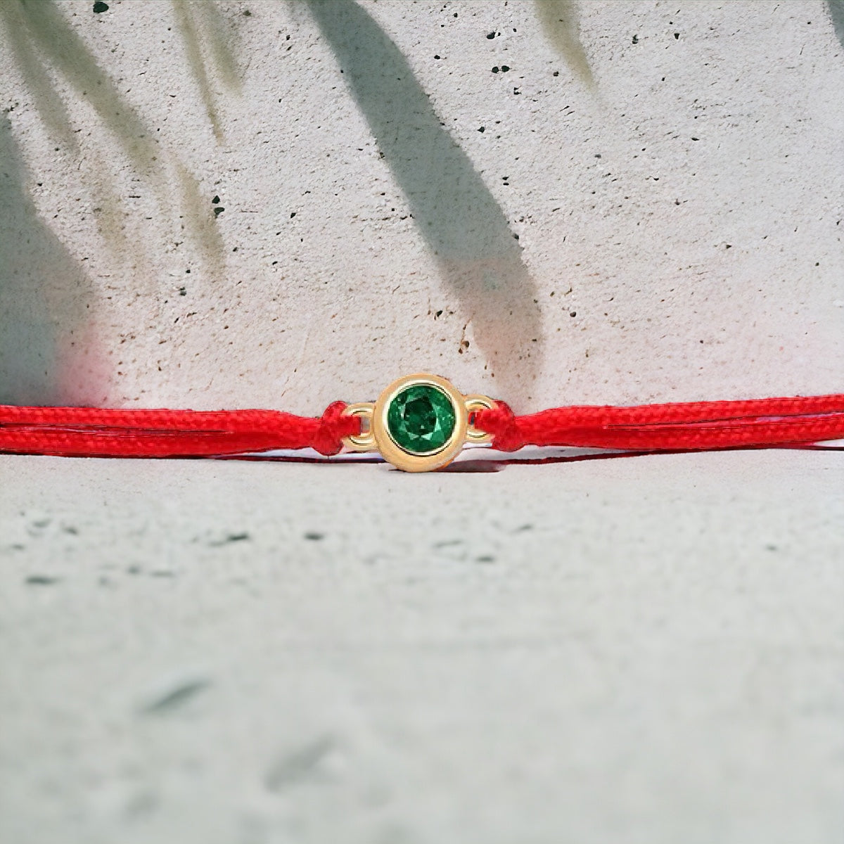 Little Green Stone Gold Red String Protection Bracelet - My Harmony Tree