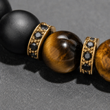 Black Onyx, Tiger Eye & Gold Beads Bracelet