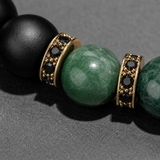 Jade & Black Onyx Gold Beads Bracelet