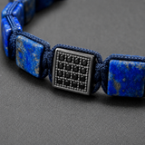 CZ Black Square Beads Lapis Lazuli Braided Bracelet