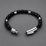 Black Onyx & Silver Beads Bracelet