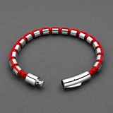 Silver Metal Beads & Red String Braided Bracelet