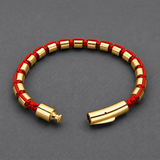 Gold Metal Beads & Red String Braided Bracelet