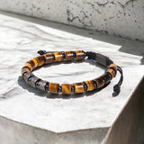 Tiger Eye & Black Beads Cylinder Bracelet - My Harmony Tree