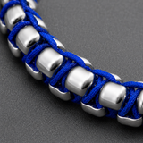 Silver Chain & Blue String Braided Bracelet