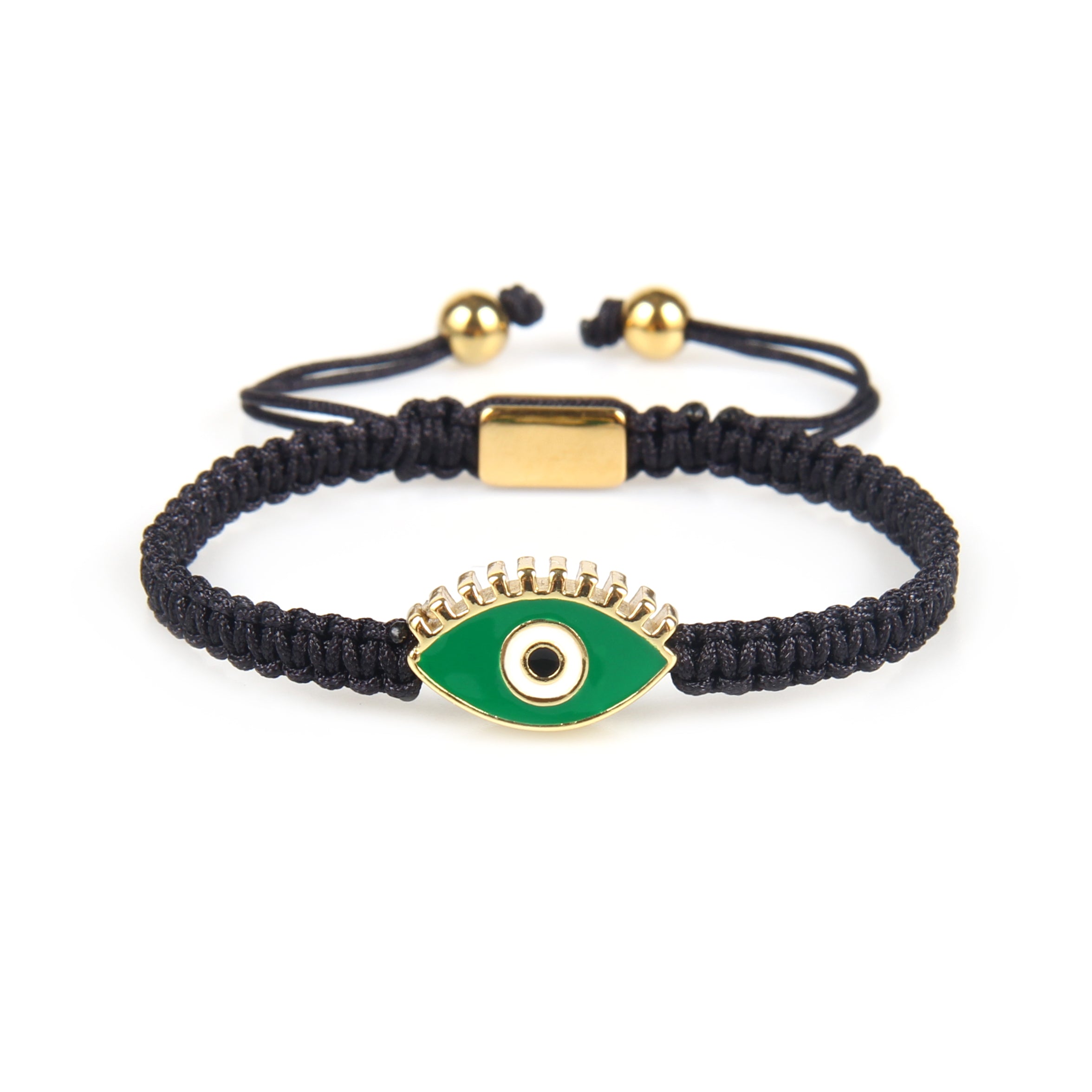 Green Gold Evil Eye Black String Protection Bracelet - My Harmony Tree